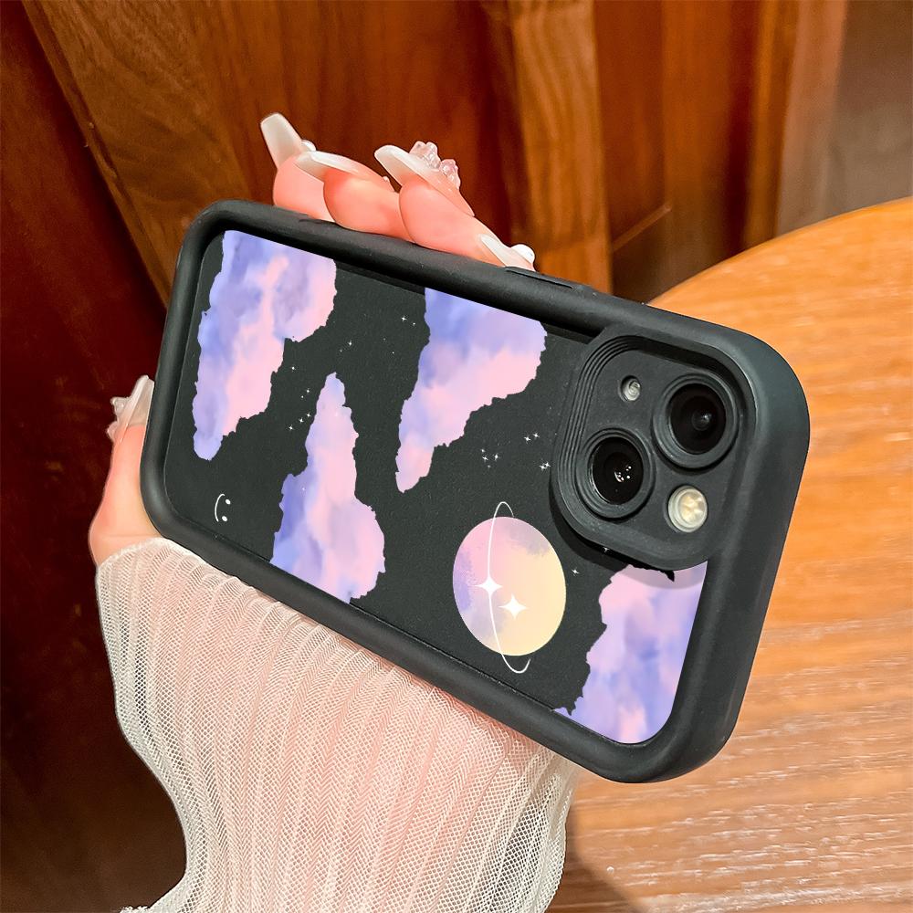 Для iPhone 16 15 Pro Max Redmi Note 13 12 11 Pro Samsung S24 Plus S24 Ultra A52 A72 A54 Мягкий силиконовый чехол для телефона с рисунком в виде фиолетовых облаков