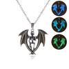 Glow-in-the-Dark Skull and Bat Luminous Necklace: European & American Halloween Jewelry