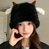 Cute little cashmere hat women's new thickened and velvet soft waxy ear protection hat versatile and small knitted hat
