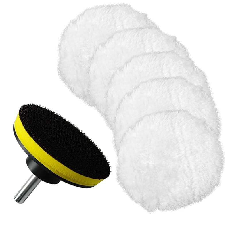 7 Piece 3 Inch Wool Buffing Pad, Drill Buffer Connecting M10 Drill Adapter, Buffing Pads, For Car Polishing And Waxing, Painting Tabletops, Old