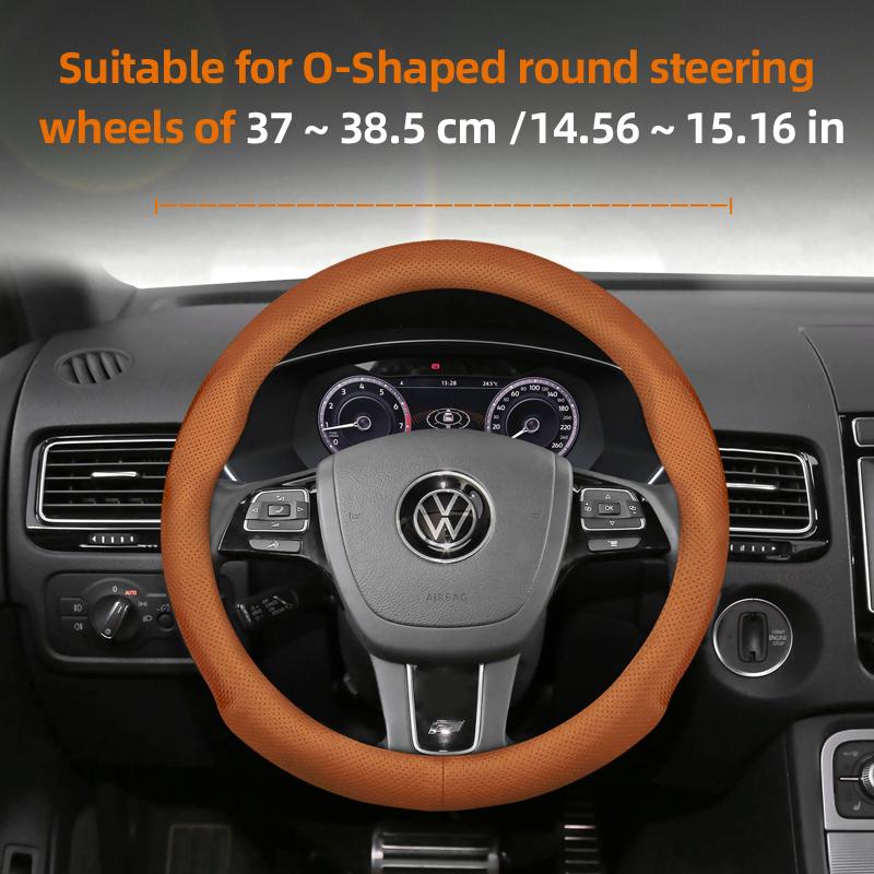 Suitable for Volkswagen Ultra-Thin Breathable Leather Steering Wheel Cover Suitable for Polo Golf 5 6 7 up Gol Volante Scirocco Passat B6 B8 Sedan