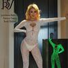 Fluorescent Fishnet Stockings Sexy Bodysuit with Suspenders