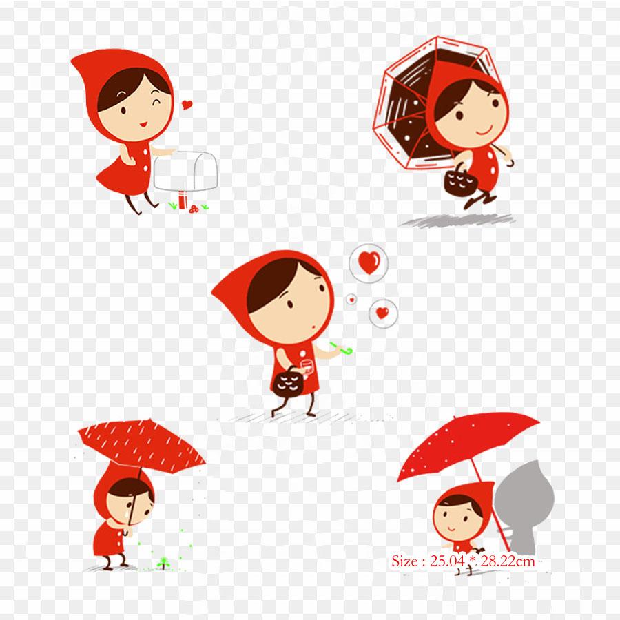 Red Riding Hood Little Big Bad Iron On Patches For Clothing Applique Stickers On Clothes Heat-Sensitive Custom Patch