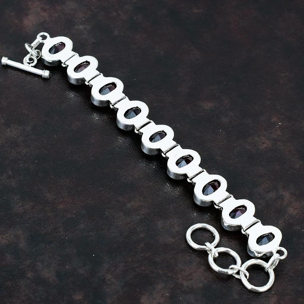 Граненый браслет с несколькими турмалинами Браслет из настоящего драгоценного камня Браслет из стерлингового серебра 925 пробы Регулируемый браслет-цепочка Ювелирные изделия ручной работы для подарка