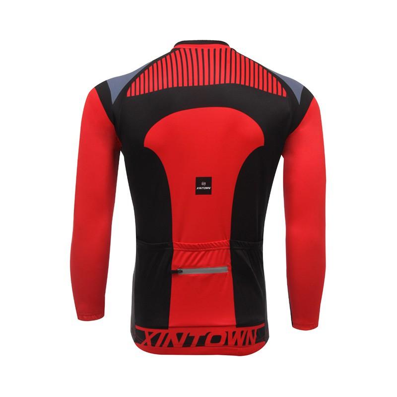 Mens Thermal Fleece Cycling Jersey Long Sleeve Winter Bike Riding Top