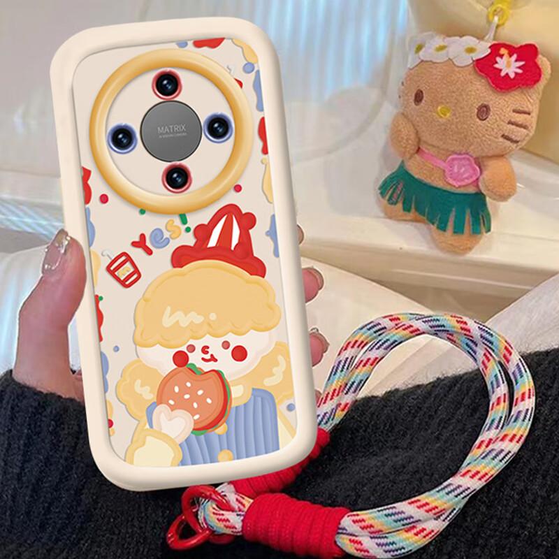 Phone Case for Honor X70, with Lanyard, Full Protection, Lens Protection, Shockproof, Slim, High-End, Creative Painted Soft for Yellow Hair Girls