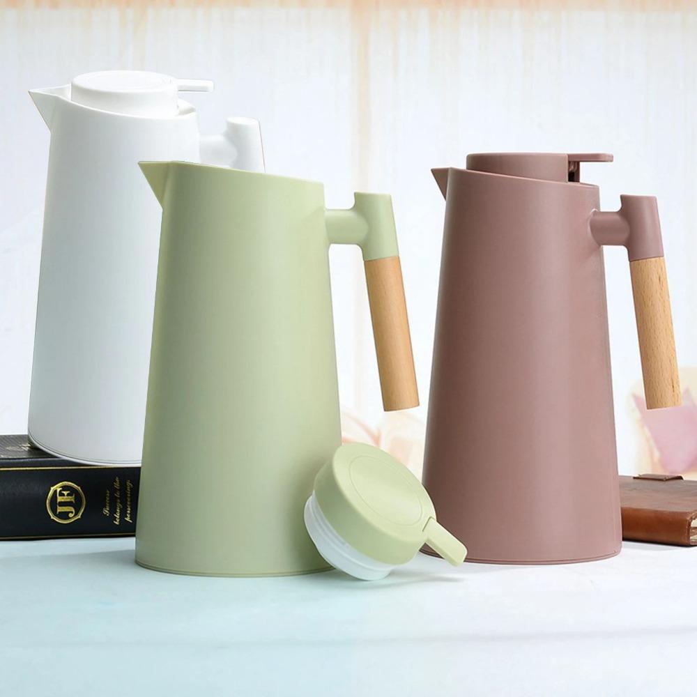 Wood Handle Insulated Bottle 1L Hot Water Jug Bottle Portable Nordic Vacuum Flask Drinkware
