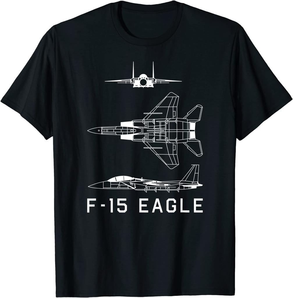 F-15 Eagle American Jet Fighter Plane Blueprint Men T-Shirt Short Sleeve Casual Cotton O-Neck Summer TShirt