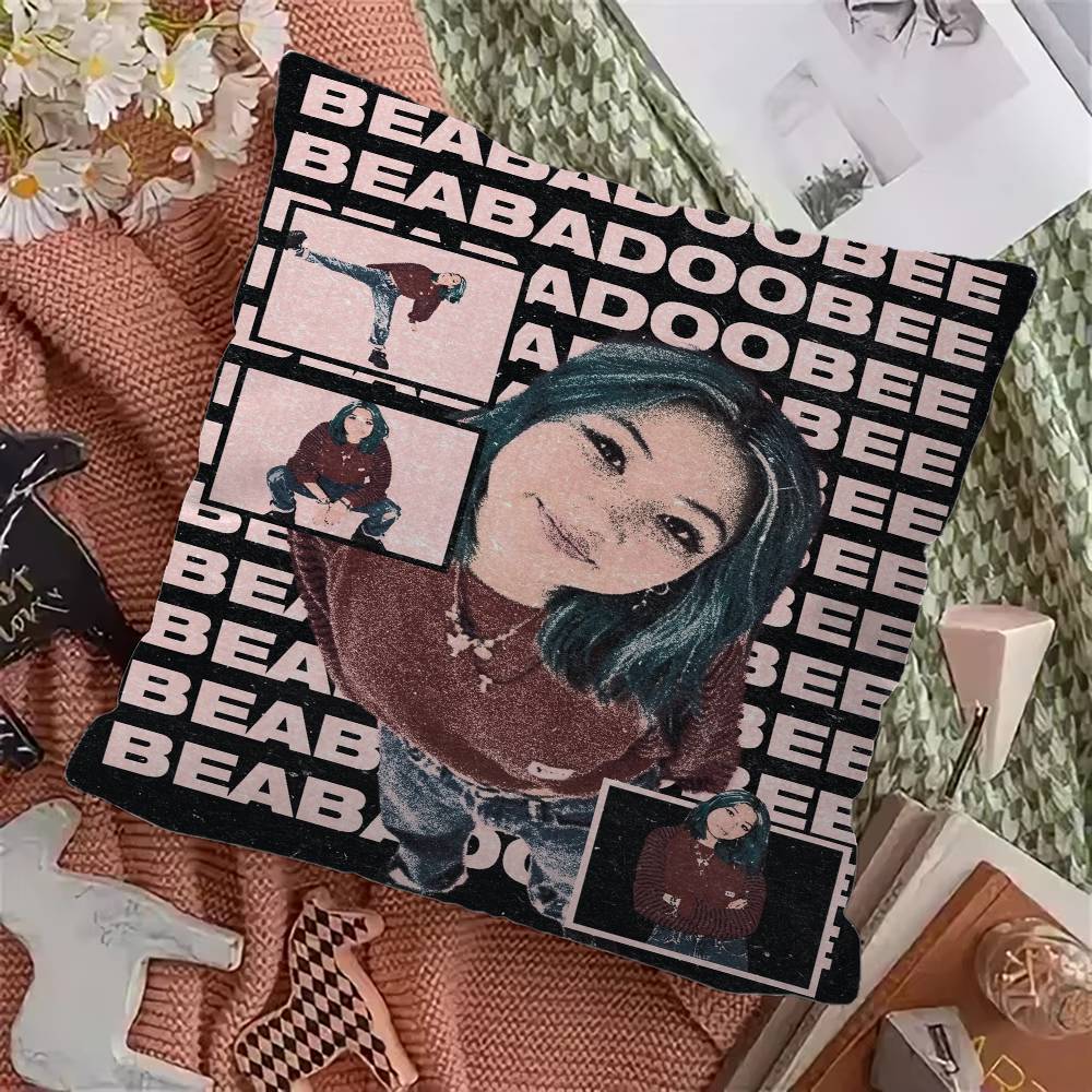 Чехлы на подушки с изображением певицы B-Beabadoobee Мультяшные Декоративные для дивана Домашние Двусторонние Короткий плюш Милый чехол для подушки