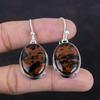 Mahogany Obsidian Earrings Genuine Gemstone Handmade Jewelry 925 Sterling Silver Earring Dangle Earring Brand New Jewelry Gifts For Friend