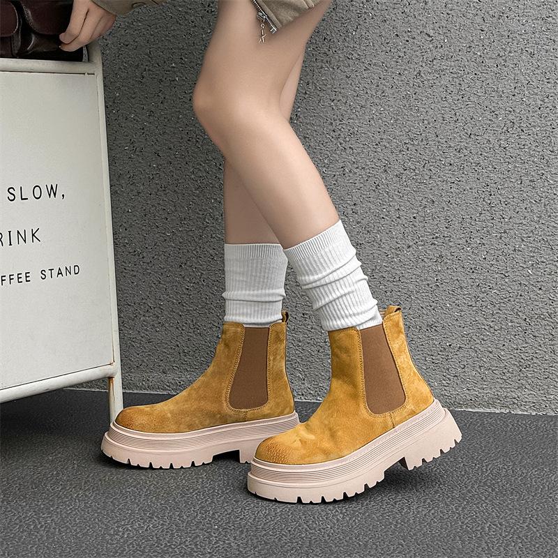 Ботинки челси мужские на платформе ботинки Martin средние короткие ботинки высокие кожаные ботинки увеличивающие внутреннюю высоту мужские ботинки 44161-X