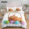 Счастливой Пасхи Яйцо Кролик Король Королева Пододеяльник Мультфильм Милый Кролик Постельное белье Комплект Домашних Животных Одеяло Чехол Полиэстер Одеяло Покрывало