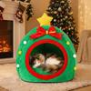 Semi-Enclosed Christmas Cat Nest Non-slip Pet Sleeping Cave Dog Kennel Cat Sofa Bed  Living Room