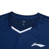 Li-Ning Быстросохнущая футболка с коротким рукавом и V-образным вырезом и прямые шорты со средней посадкой, баскетбольный комплект, спортивная одежда унисекс, темно-синий цвет AATT021-1