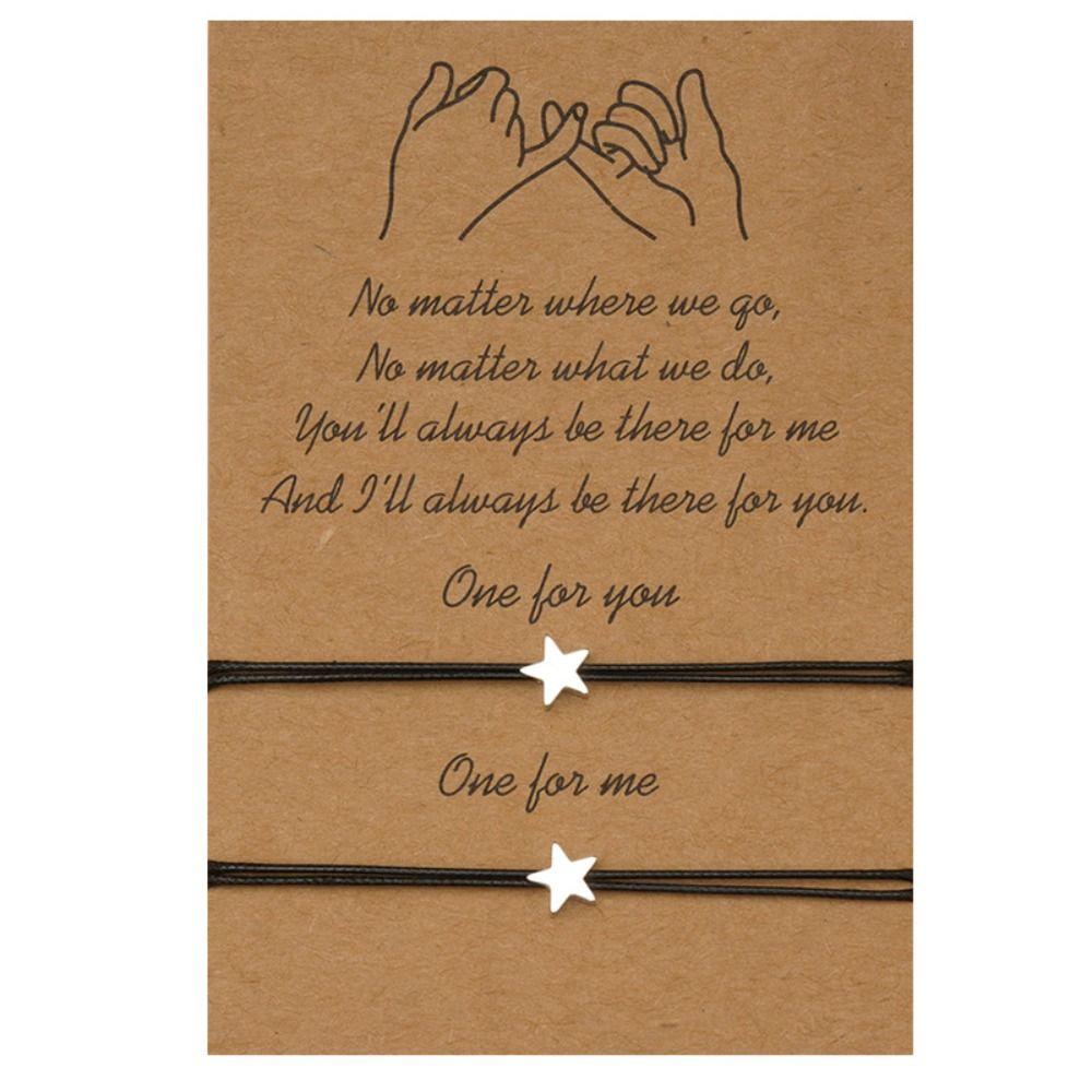 2 шт. Браслет-карточка дружбы со звездой, регулируемый, для пары, новые браслеты с маленьким сердечком, мужские