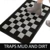 Indoor Doormat Front Door Carpet, 50cm X 80cm Non Slip Washable Checkered Bibulous Entrance Carpet, Black