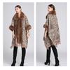 Зимняя женская куртка-накидка с шалью, жаккардовая куртка с меховым воротником, свободная твидовая куртка большого размера с рукавами семь точек