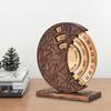 Yousheng Perpetual Calendar Manual Rotating Disk Calendar Wooden Circular Spin Calendar Desk Decoration for Home Office Decor