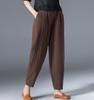 Хлопковые широкие брюки женские свободные однотонные шаровары летние повседневные брюки с эластичной резинкой на талии длиной до щиколотки женская одежда