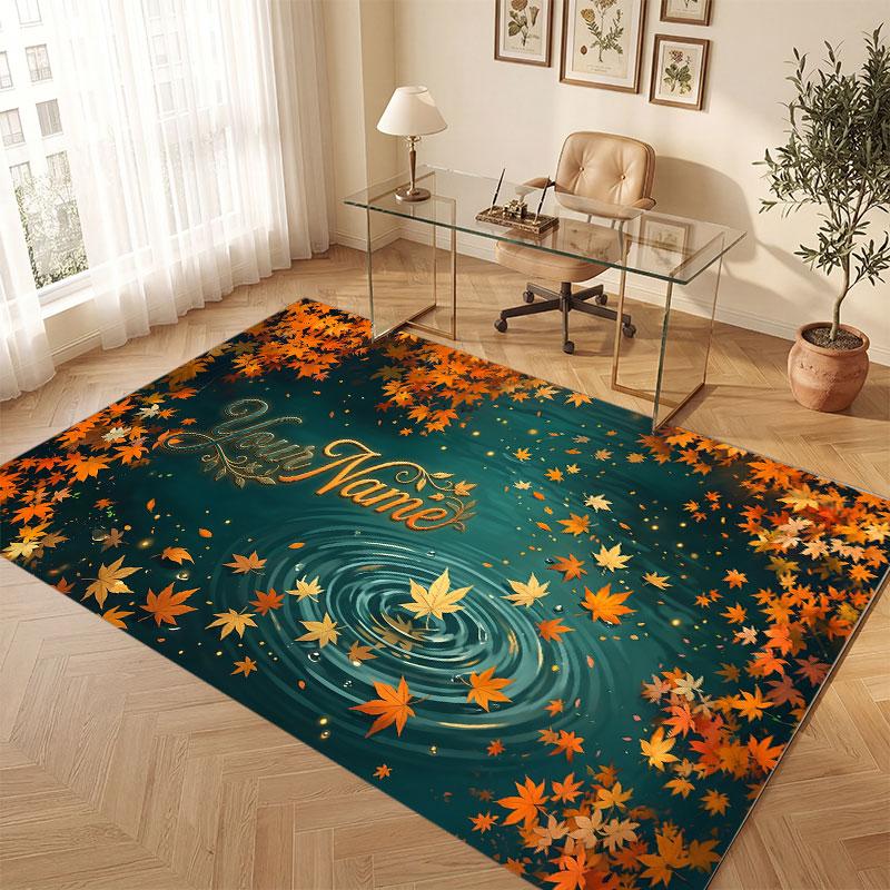 Mountain Landscape Theme Crystal Velvet Floor Rug Personalized Custom Name Text Warm Carpet Home Decoration
