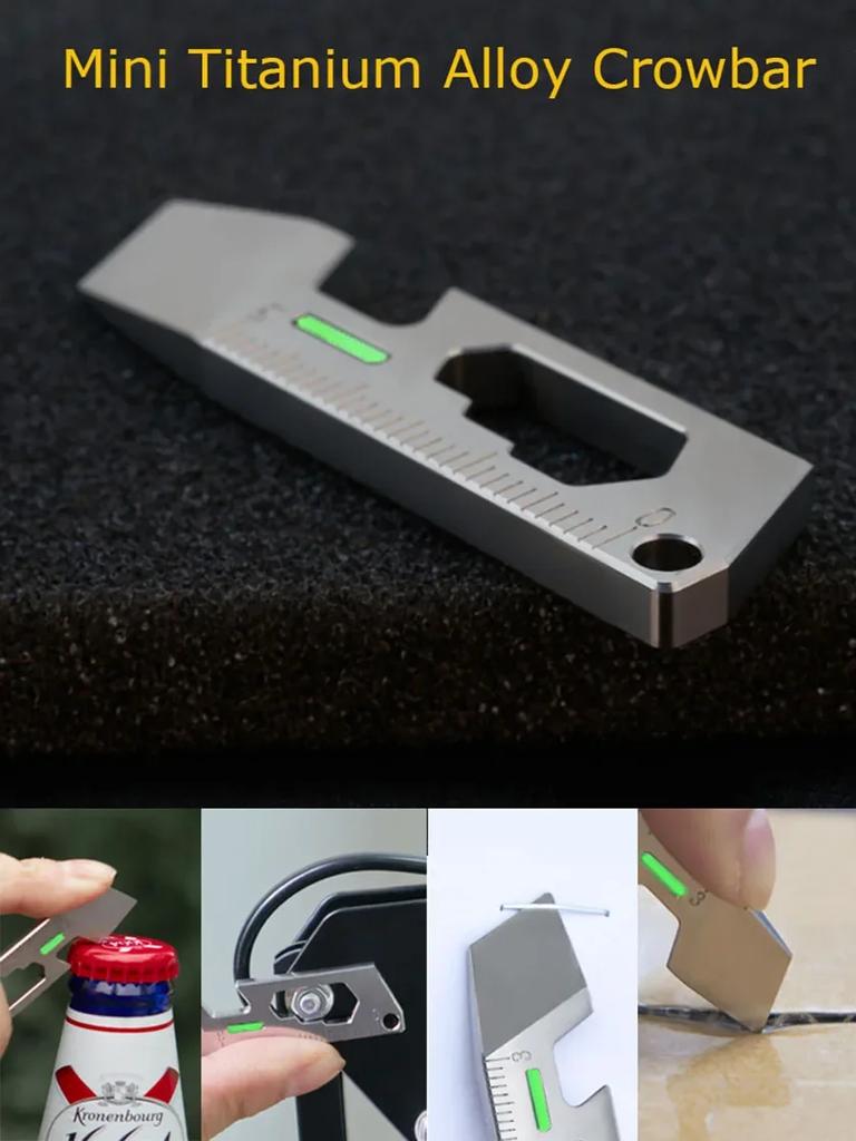 Mini Titanium Alloy Crowbar Keychain Pendant EDC Multi-function Open Delivery Gadget External Hex Wrench Bottle Opener Tool