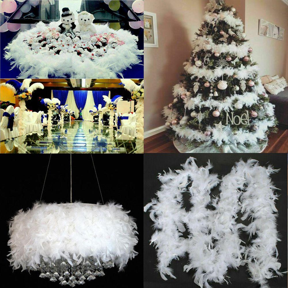 Fabric Grament Accessaries Fluffy Feathers Xmas Ribbon Feather Boa Strip Christmas Tree Decor