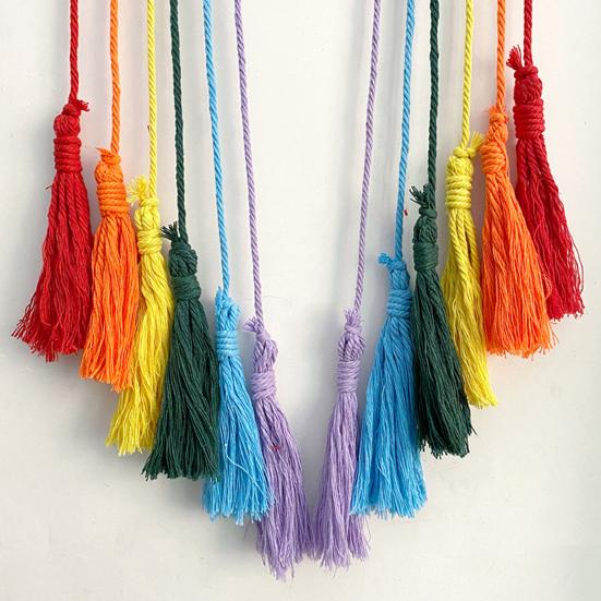 Hanging Ornament Boho Rainbow Macrame Wall Hanging with Tassels Hand Woven Clip Holder Creative Home Decoration Hanging Ornament