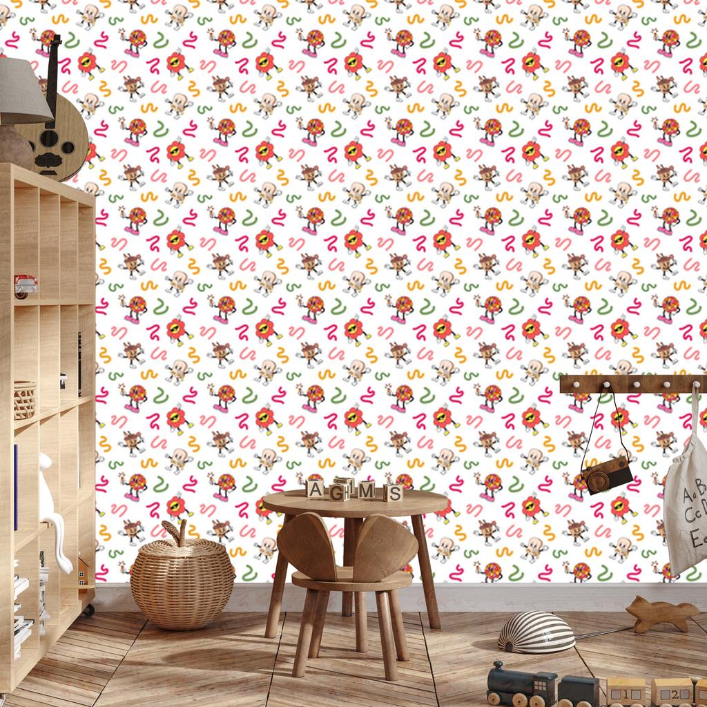 Retro White and Coral Wallpaper for Living Room and Bedroom 50x1000