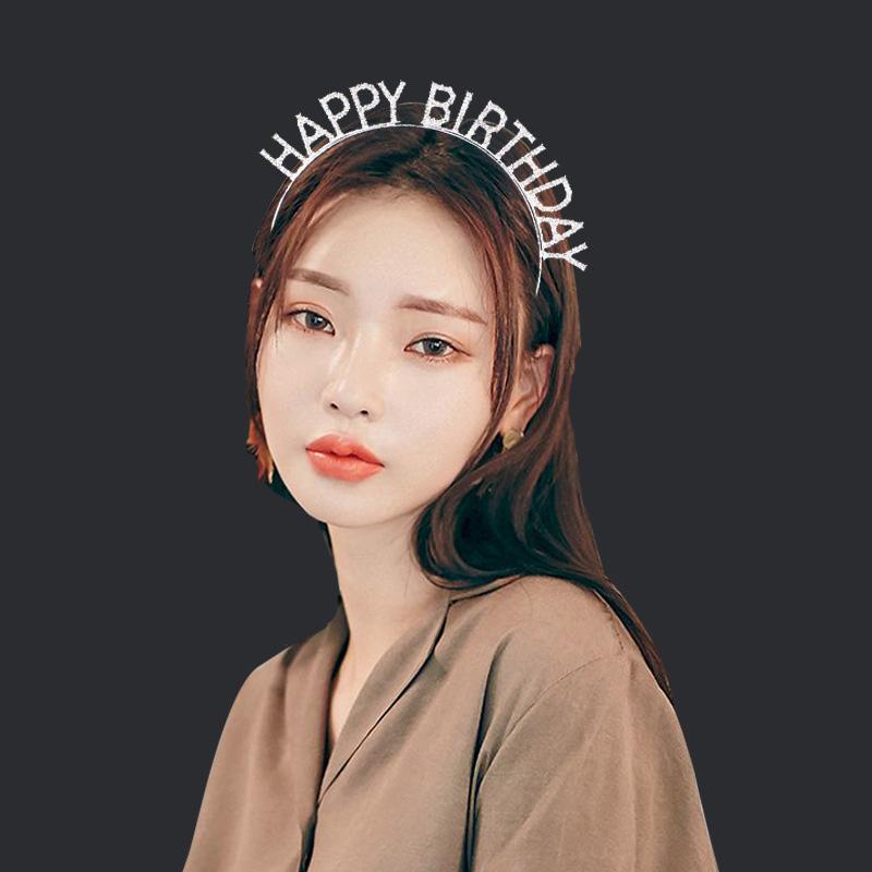 1pc Popular Shiny Hoop Headband Hair Bands English Letters Props Accessories Party Jewelry Metal