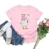 Summer Round Neck 3D Today I Am A Serious Goose Print Top  Fashionable Casual Short Sleeved Women's T-shirts