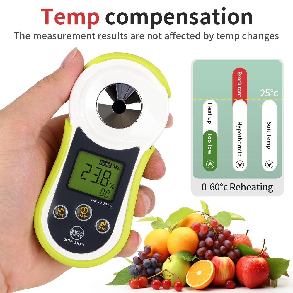 BTR-1000 Bluetooth Sugar Refractometer 0-55% Digital Refractometer Sugar Content Detector Brix Meter for Fruit Juice Sugar Sauce
