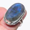 Natural Labradorite Gemstone Handmade 925 Solid Silver Jewelry Ring Size 8 W3f35