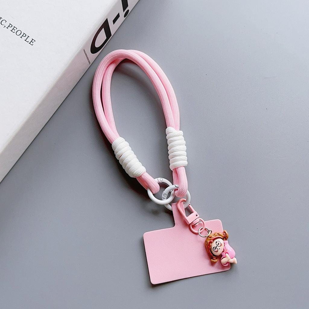 Creative Short Woven Lanyard Color Blocked Knotting Mobile Phone Case Keychain Detachable Anti-Lost Made Polyester Offset