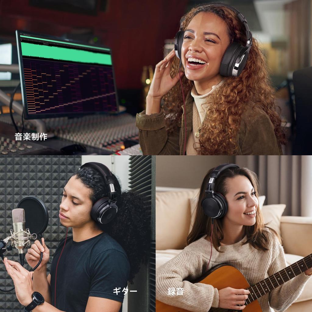 OneOdio Pro50 High Resolution Headphones Wired 50mm Driver Professional Monitor Headphones for DJ Closed Type for Movies Black Studio/Instrument