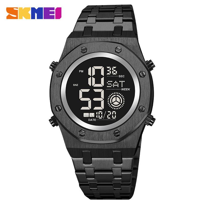 Moment Beauty 2024 Новые мужские спортивные часы Многофункциональные водонепроницаемые электронные часы из нержавеющей стали со светодиодами