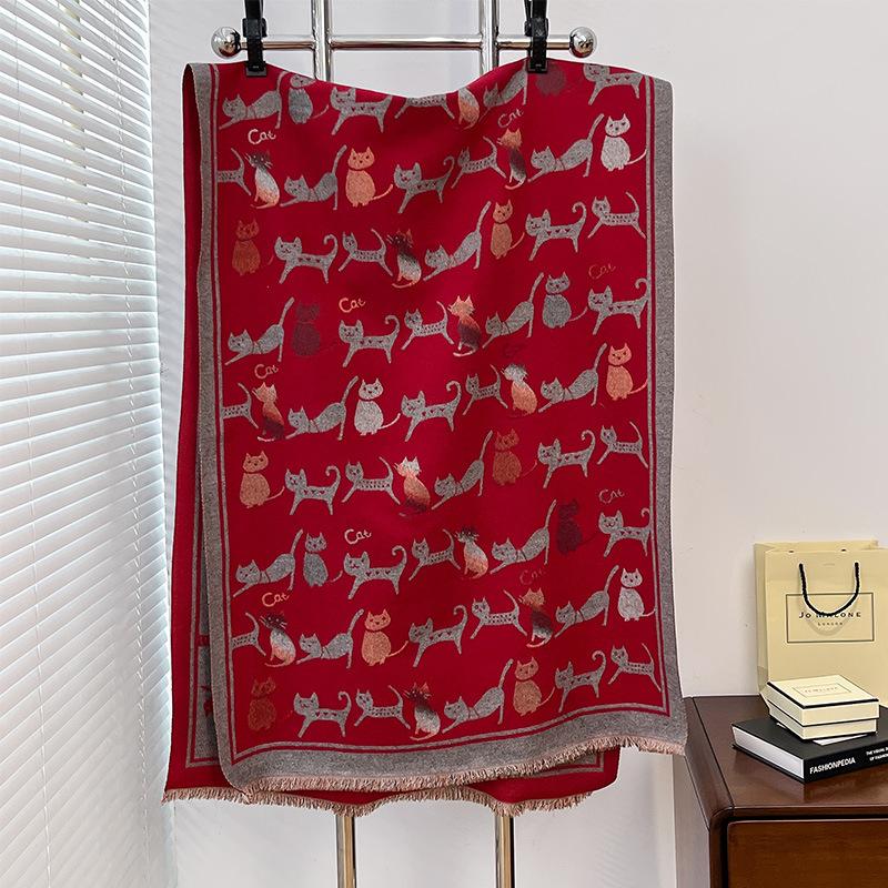 Kitten Air Conditioner Shawl Animal Texture Sweet Cute Little Fresh Lady Imitation Cashmere Warm Scarf