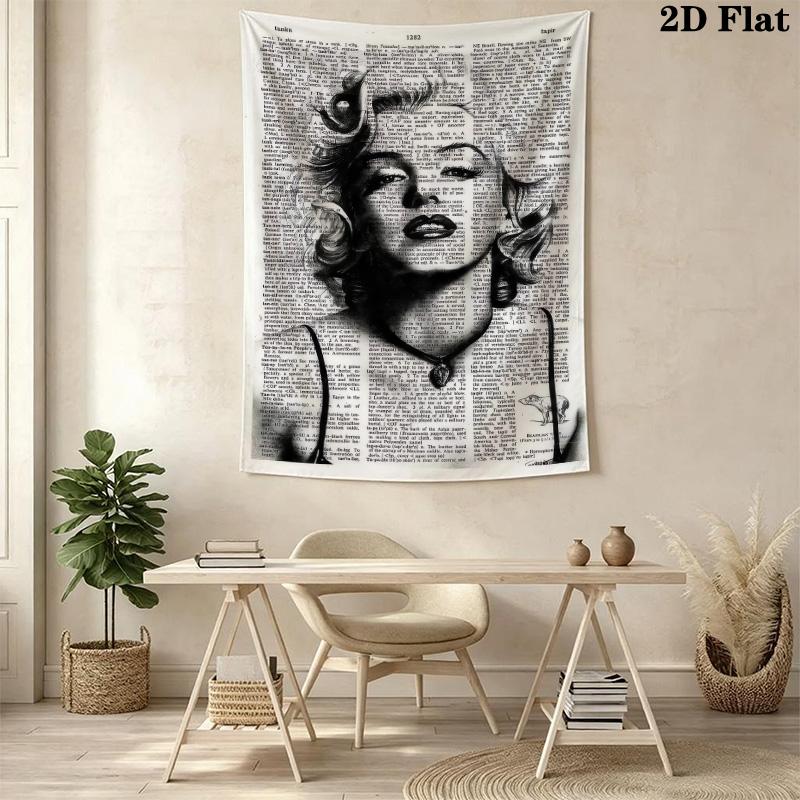 Vintage Dictionary Art Marilyn Monroe Elegance Tapestry Fashion Print Wallmounted Background Cloth Background Wall Hanging Cloth Home Decor