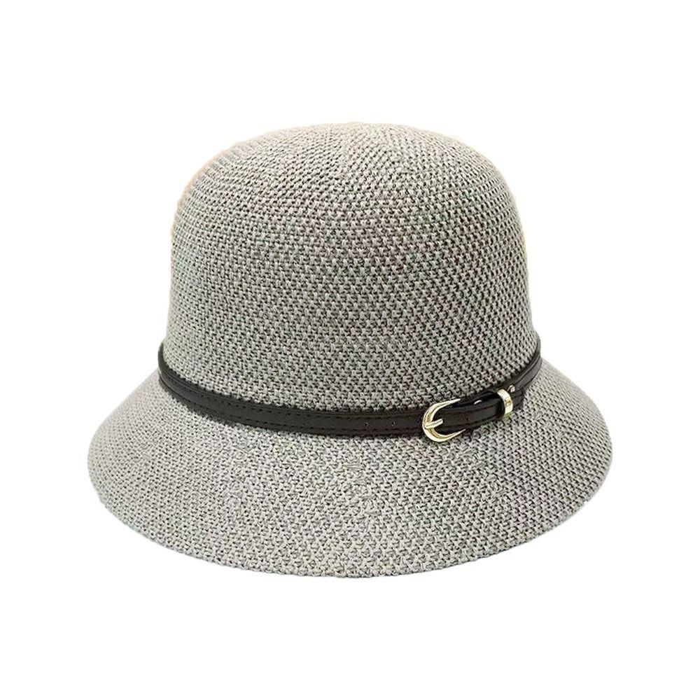 Hats Travel Sun Hats Women Sunscreen Hats PU Leather Belt Summer Bucket Hats Outdoor Straw Hats