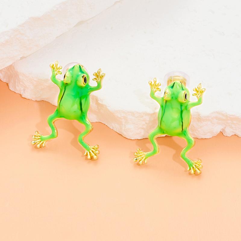 Одна пара персонализированных милых причудливых мультяшных новых колец в виде лягушки, сережек-клипс в виде лягушки