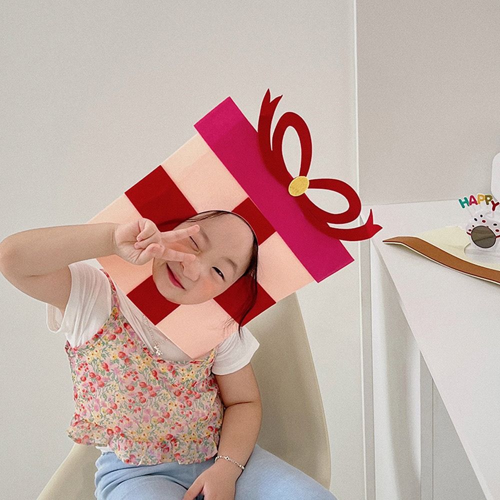 New Birthday Cake Style Party Cap with Rope Gift Cake Decoration Mask Felt Party Photo Props
