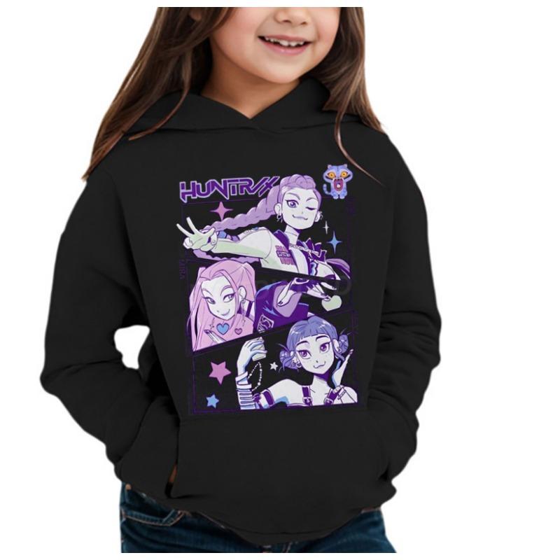 Модные женские худи с аниме-принтом «Охотники на демонов», детская повседневная толстовка с длинным рукавом для девочки, женский топ