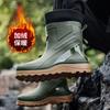 Winter Velvet Rain Shoes Men's Medium Tube Thick-soled Non-slip Men's Wear-resistant Water Shoes Outdoor Waterproof and Warm Rain Boots