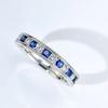 Huitan Luxury Blue/White Cubic Zircon Rings for Women Classic Wedding Engagement Band Accessories Silver Color Eternity Jewelry
