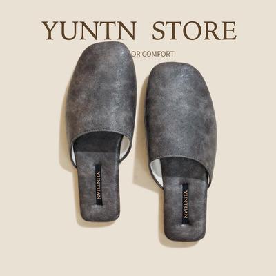 Облачная группа Осенние минималистичные кожаные тапочки: Унисекс, Нескользящие, Всесезонные Домашние Тапочки