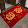 New Year Door Mat Snake Year Door Mat Festive Entryway Water Absorbent Non-slip Foot Mat Entry Door Red Carpet