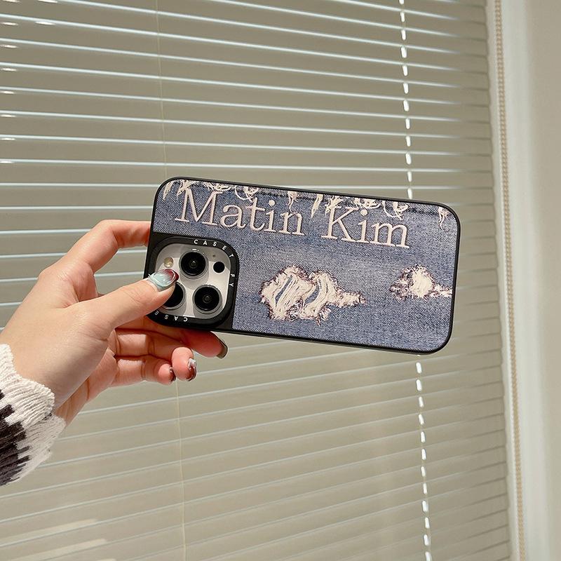 "Корейский джинсовый противоударный чехол для Apple iPhone 12-16 Pro Max, модный зеркальный дизайн."