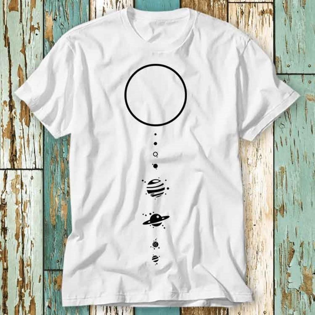 Minimal Solar System Universe Planet Space Mars Earth T-Shirt Top Design Unisex Ladies Mens Tee Retro Fashion Vintage Shirt S791