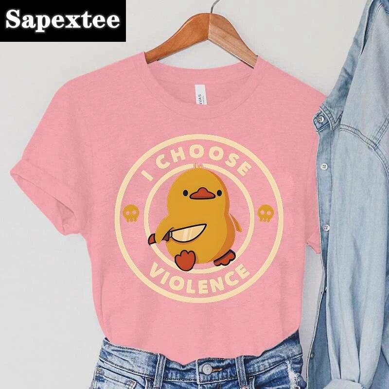 WoUnisex I CHOOSE VIOLENCE Одежда с принтом ножа, футболки с принтом утки, топы FeUnisex с героями мультфильмов, винтажные женские новые футболки с черепом