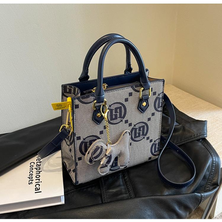 IELGY Women's Canvas Bag, Shoulder Crossbody Textured Portable Small Square Bag