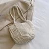Chic Knitting Shoulder Bags  Women Bucket Eco Friendly Handwoven Handbags Simple Stylish Soft Cotton Casual Totes